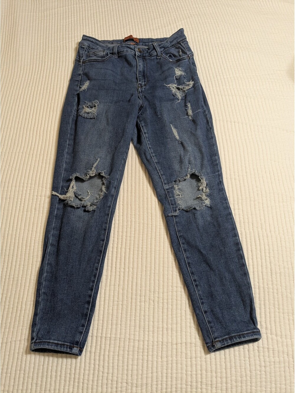 WAx Jean Straight Fit Distressed Blue Jeans Size 16